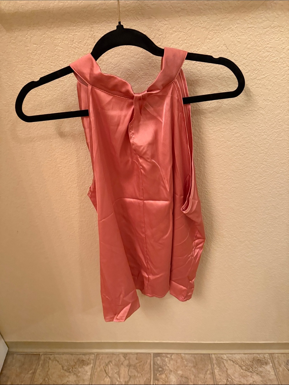 Pink Satin Sleeveless Blouse